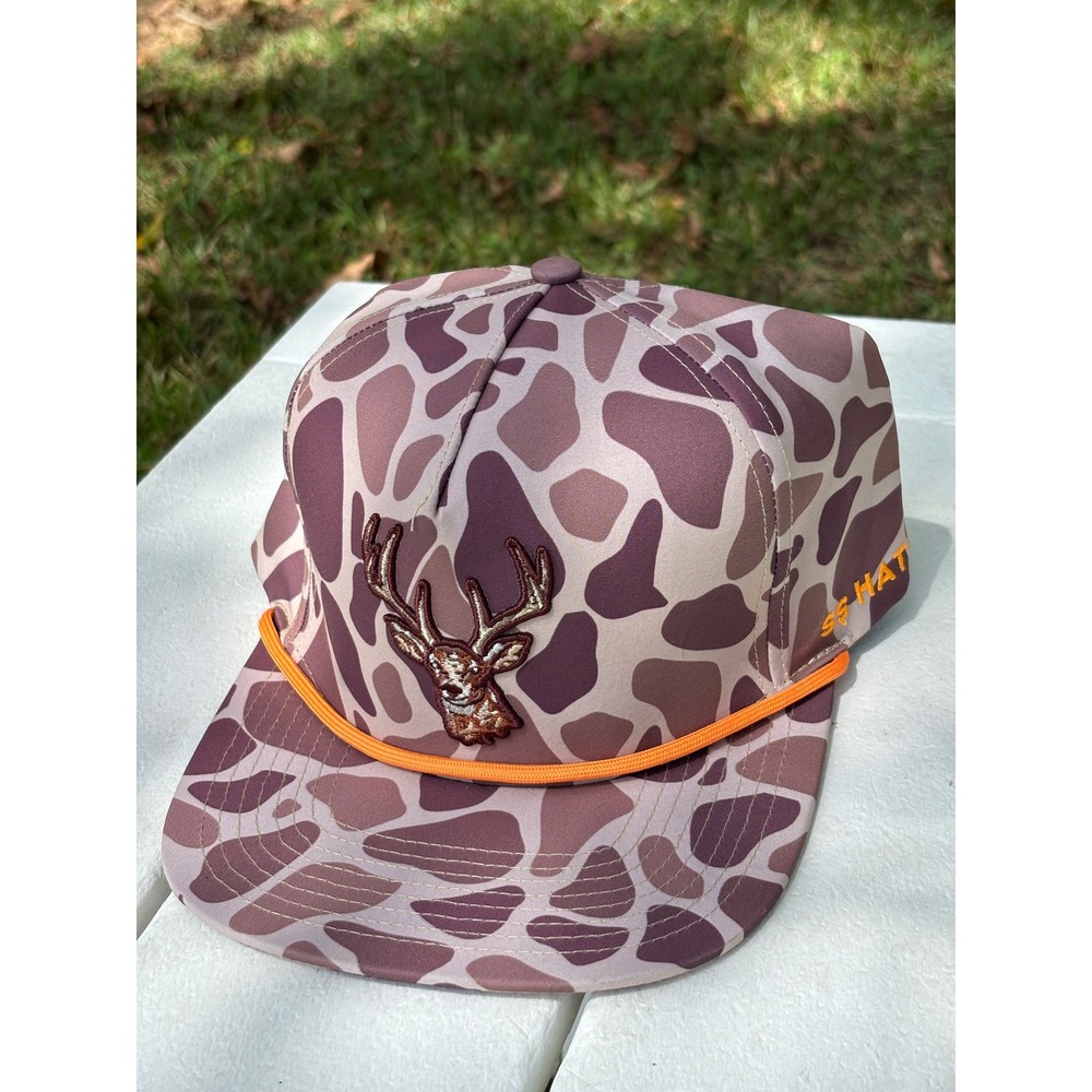 Southern String Hat Co Frogskin Camo Deer Buck Snapback Hat Orange Rope Trucker